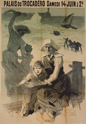 Plakat reklamujący galę charytatywną na rzecz rodzin rozbitków w Palais du Trocadero, 14 czerwca 1890